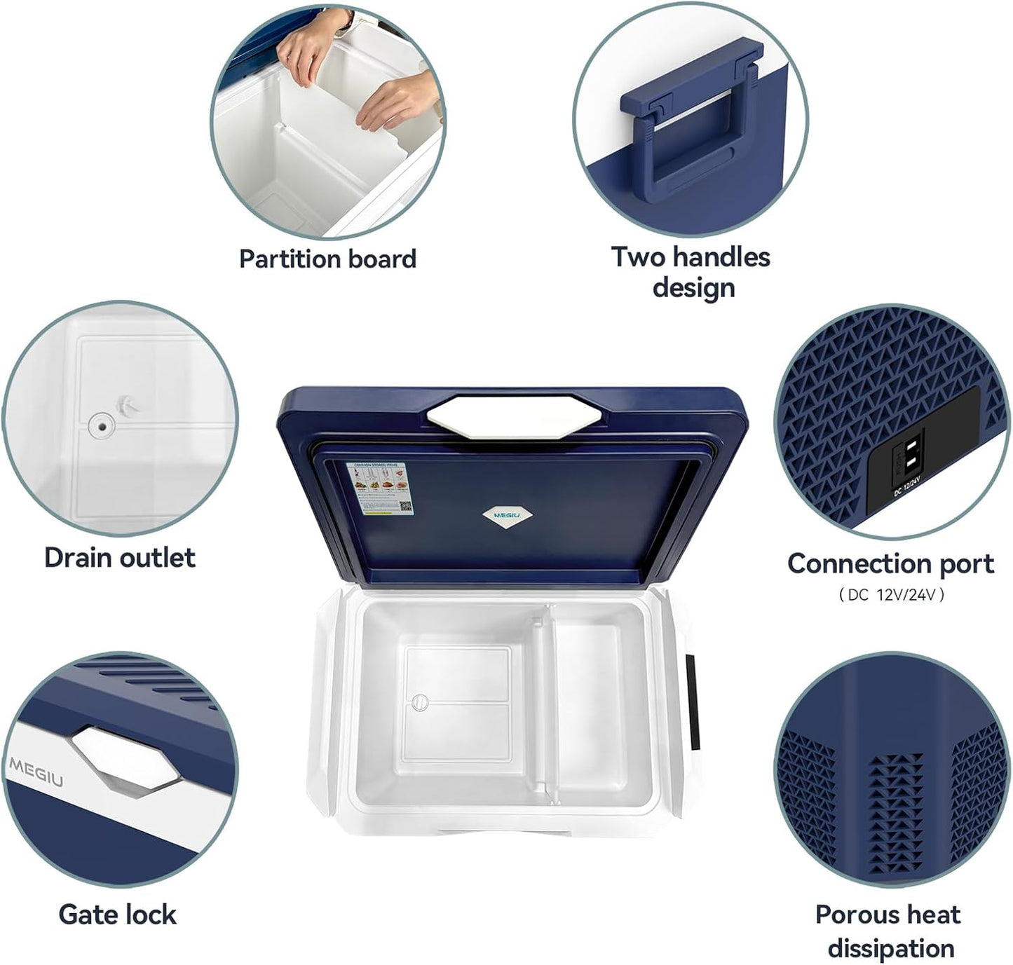 Car Refrigerator Portable 12V Fridge 32 Quart 12 Volt Freezer Compressor Cooler 12V/24V DC 110～240 V AC for Truck Van RV Camper SUV and Home Use