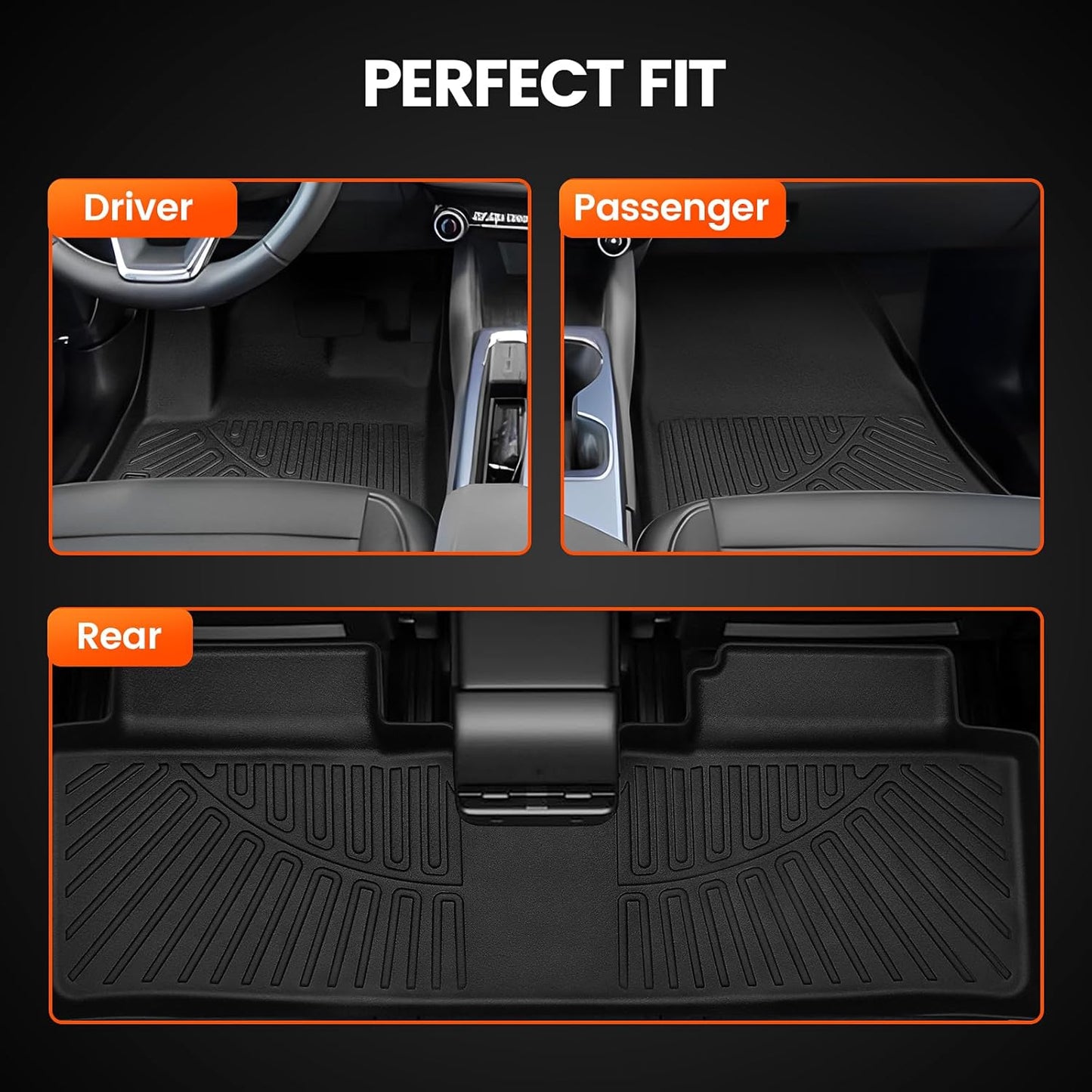 KMF Floor Mats for 2025 2026 Chevrolet/Chevy Equinox (Not EV) Accessories GMC Terrain, All Weather TPE Waterproof Car Floor Liners Front & Rear 2 Row, Custom Fit Anti-Slip Deep Grooves Car Mats
