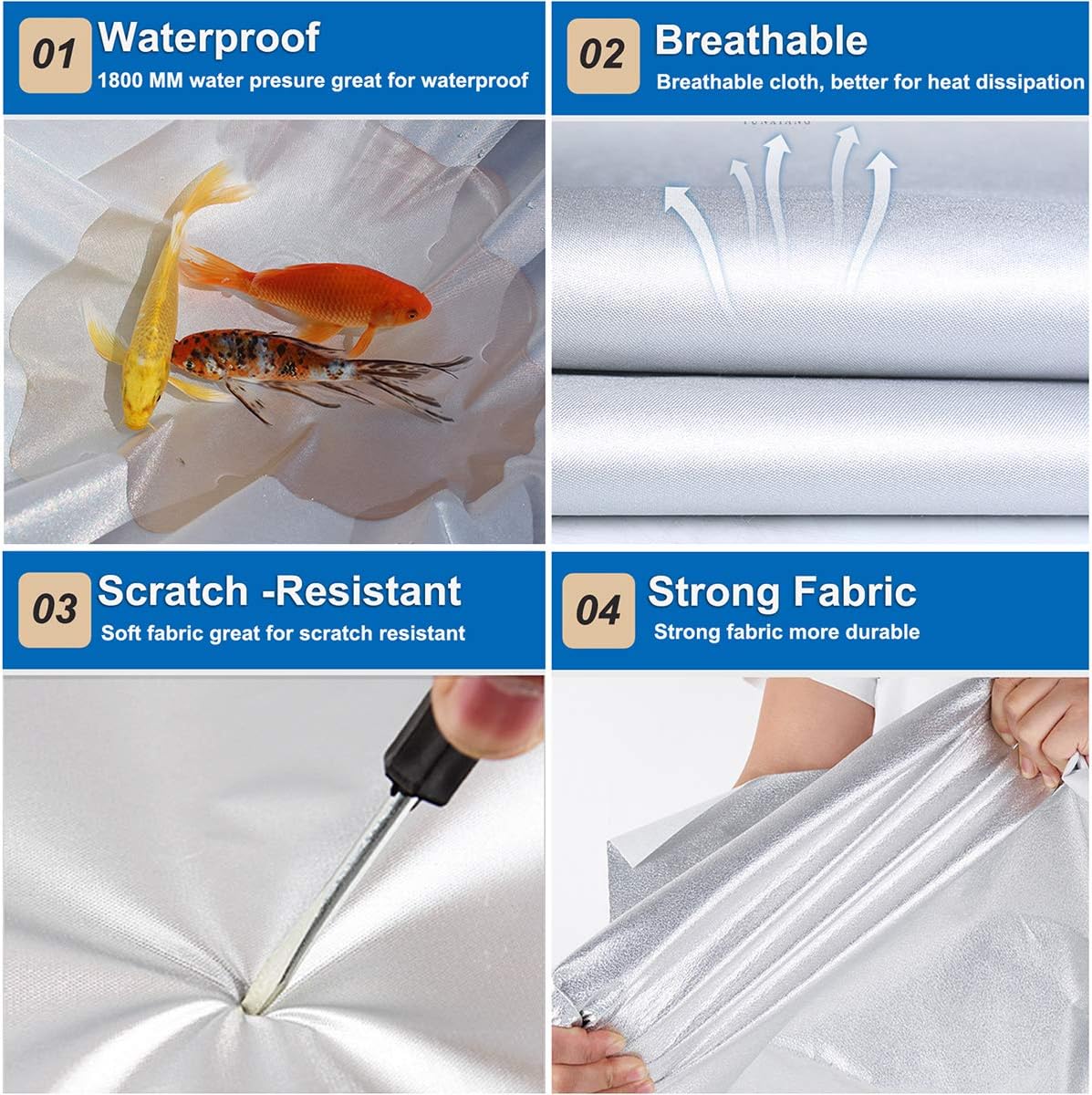 KouKou Oxford SUV Car Cover Custom Fit Audi q7 2005-2025, Waterproof All Weather with Zipper Door, Sun Rain Dust Snow Protection. (Ships from US Warehouse, Arrive Within 3-7 Days)