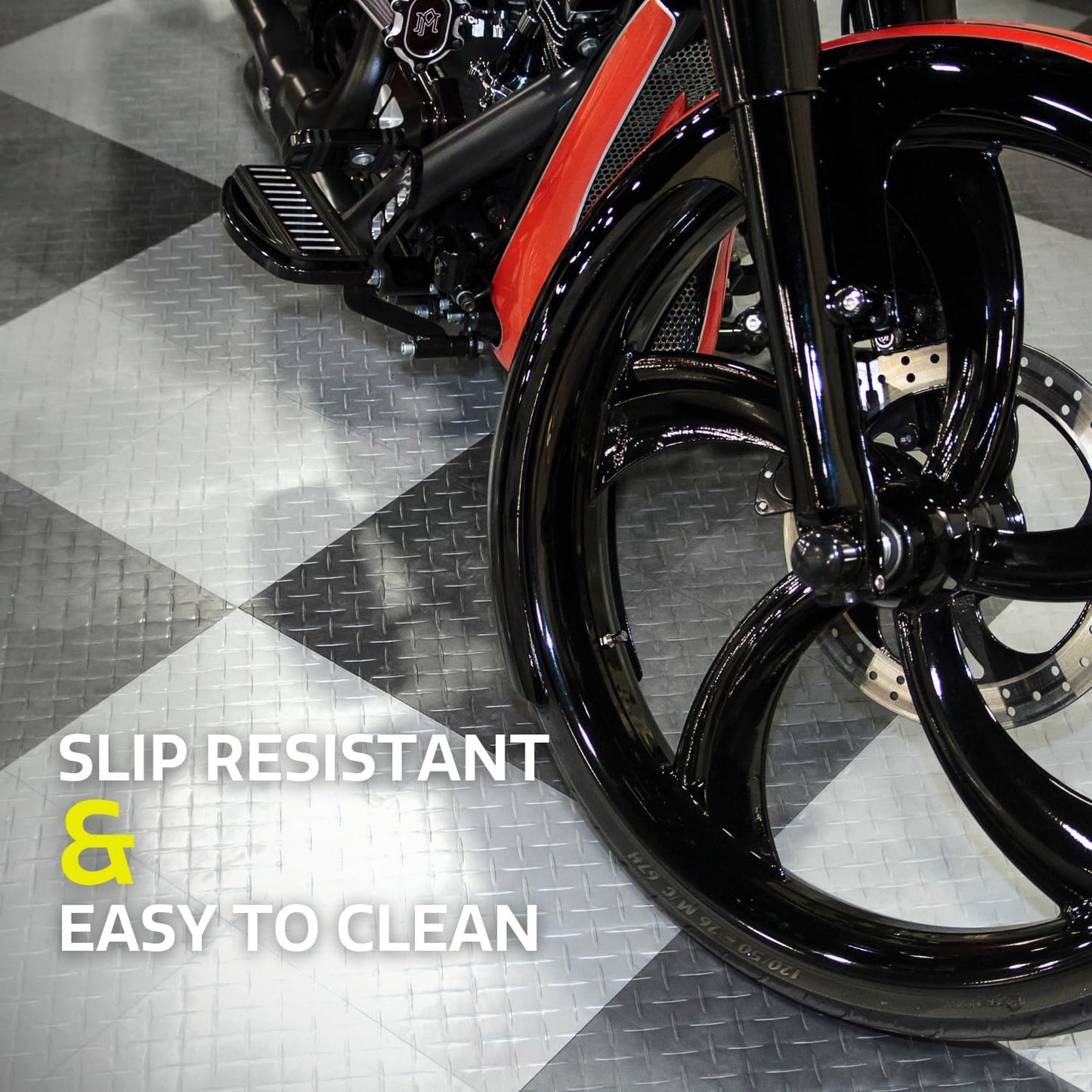 Big Floors RaceDeck Diamond Plate Design, Durable Interlocking Modular Garage Flooring Tile (Yellow, 12 Pack of 12 x 12" Tiles)