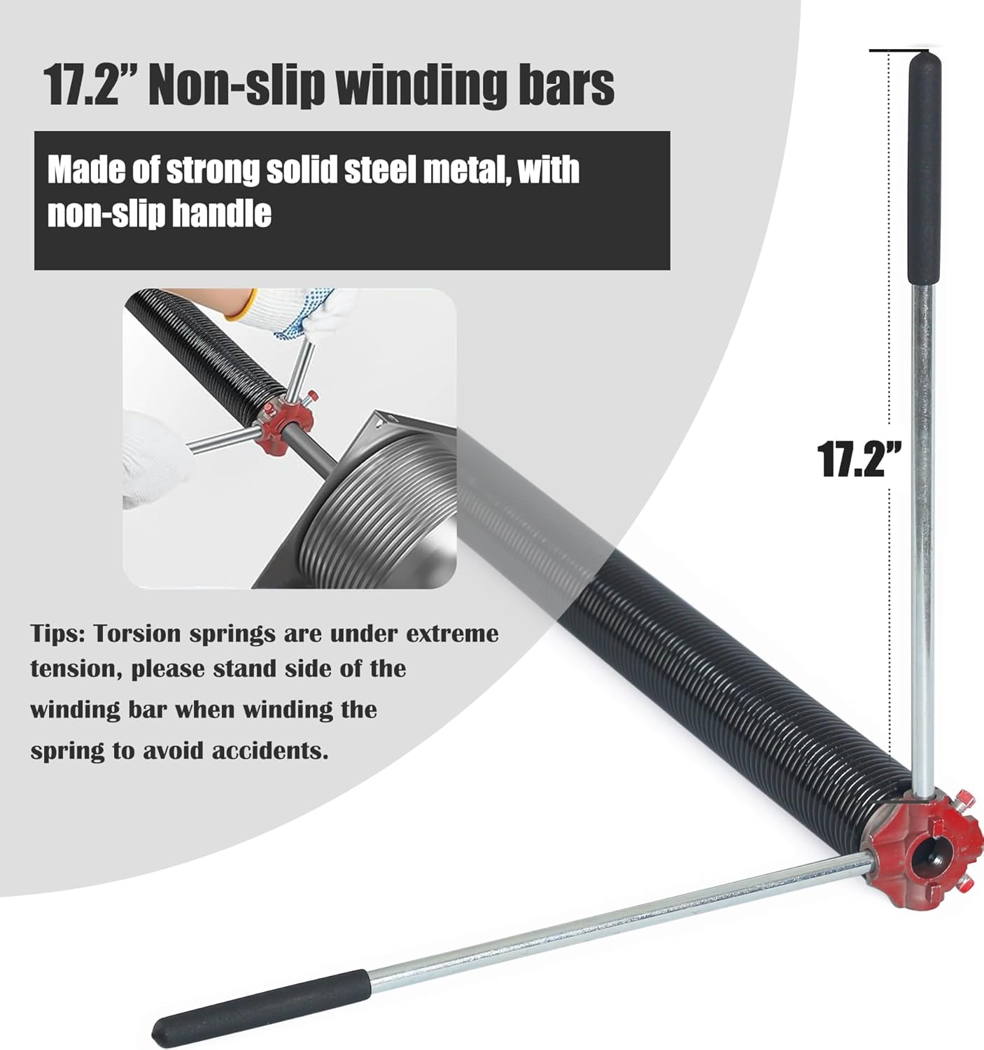 Garage Door Torsion Spring Set, Pair of 2" Electrophoresis Coated Garage Door Spring Replacement with 2 Non-Slip Winding Bars and Bearing, Minimum 16000 Cycles (.250x2x34")
