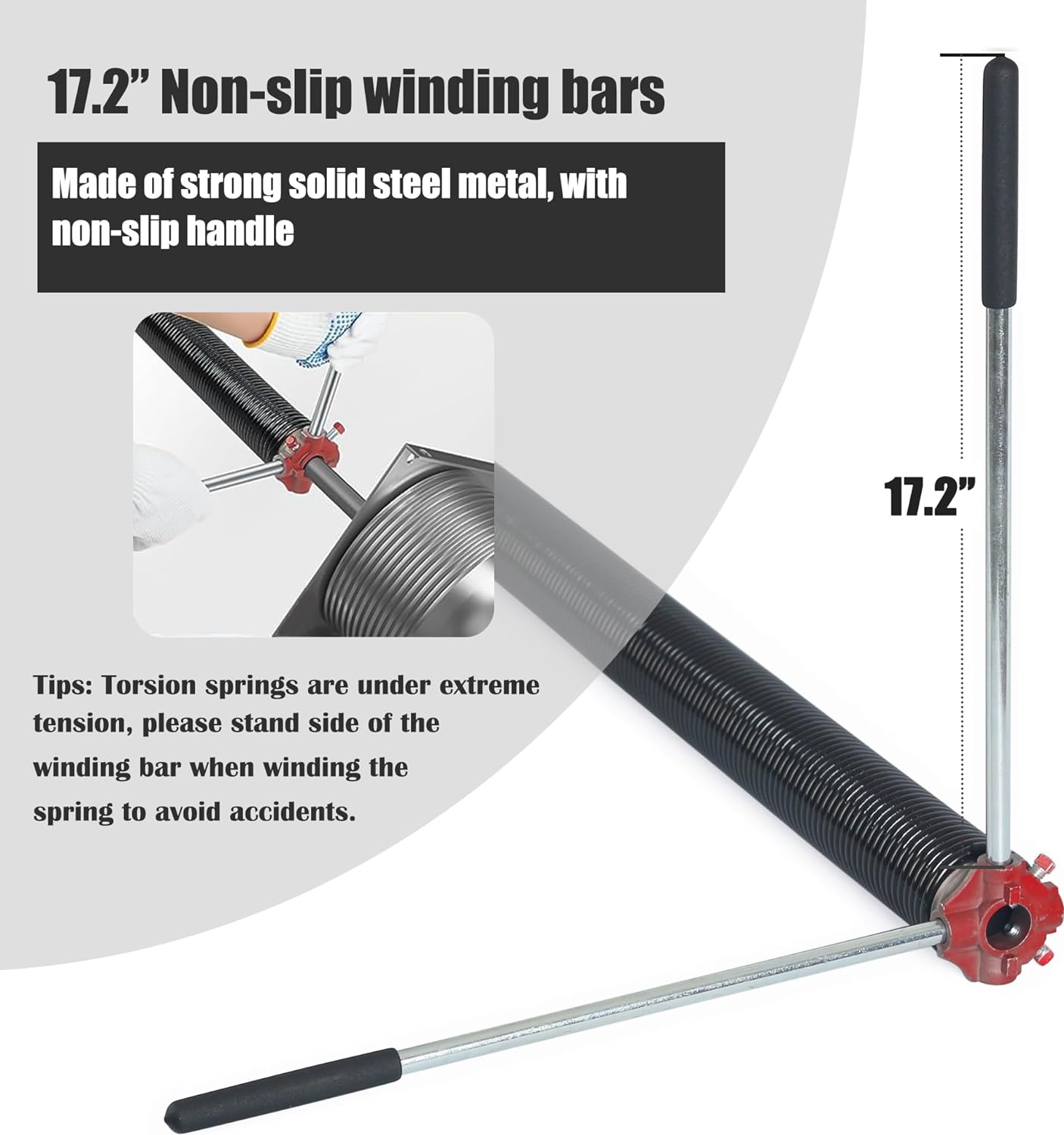 Garage Door Torsion Spring Set, Pair of 2" Electrophoresis Coated Garage Door Spring Replacement with 2 Non-Slip Winding Bars and Bearing, Minimum 16000 Cycles (.218x2x25")