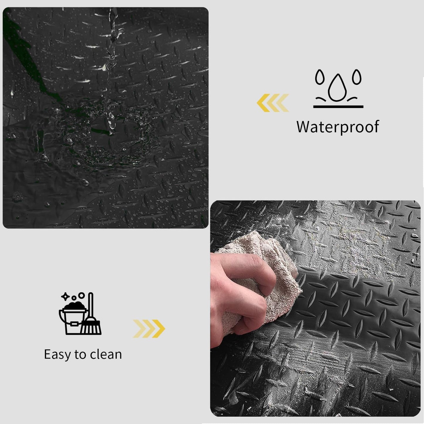 Premium Garage Floor Mat, Commercial Grade Heavy Duty Parking Mat for Garage Floor, Golf Cart Parking, Water/Stain Resistant Floor Runner (Black Diamond, 4 x 6.5 Feet)