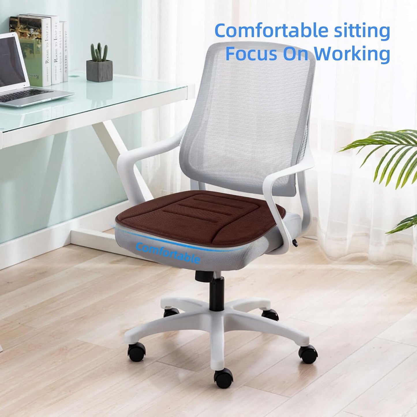 KAYI Car Seat Cushion, Memory Foam Car Seat Cushion, Anti Slip Rubber Bottom Car Seat Cushions for Driving, Suitable for Car and Office Chairs (2 Pack, Brown)