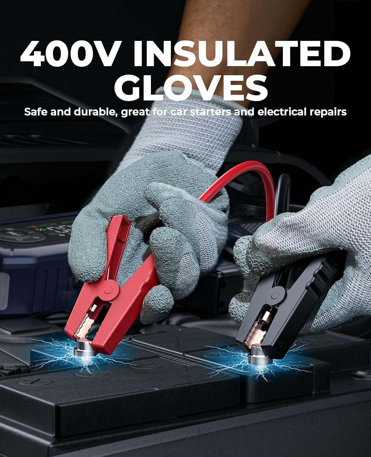 YaberAuto 9-in-1 Jump Starter with Air Compressor 4500A 150PSI Portable Car Battery Jump Starter (9L Gas/8L Diesel), Jump Box Car Battery Jumper Starter Portable Jumper Cables, Insulated Gloves, Light