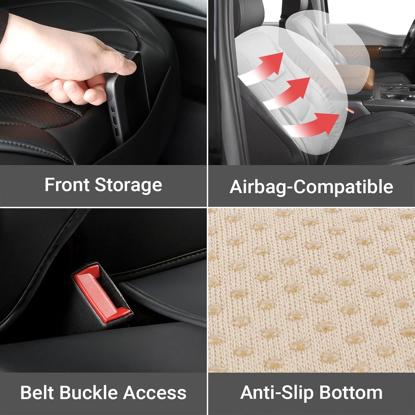 Coverland Custom Car Seat Covers Compatible with RAM 1500 Quad Cab, Ram 2500 Crew Cab - Premium Leather Non-Slip Waterproof Custom Interior Protector Full Set-Black [See Size Chart-Size X131]