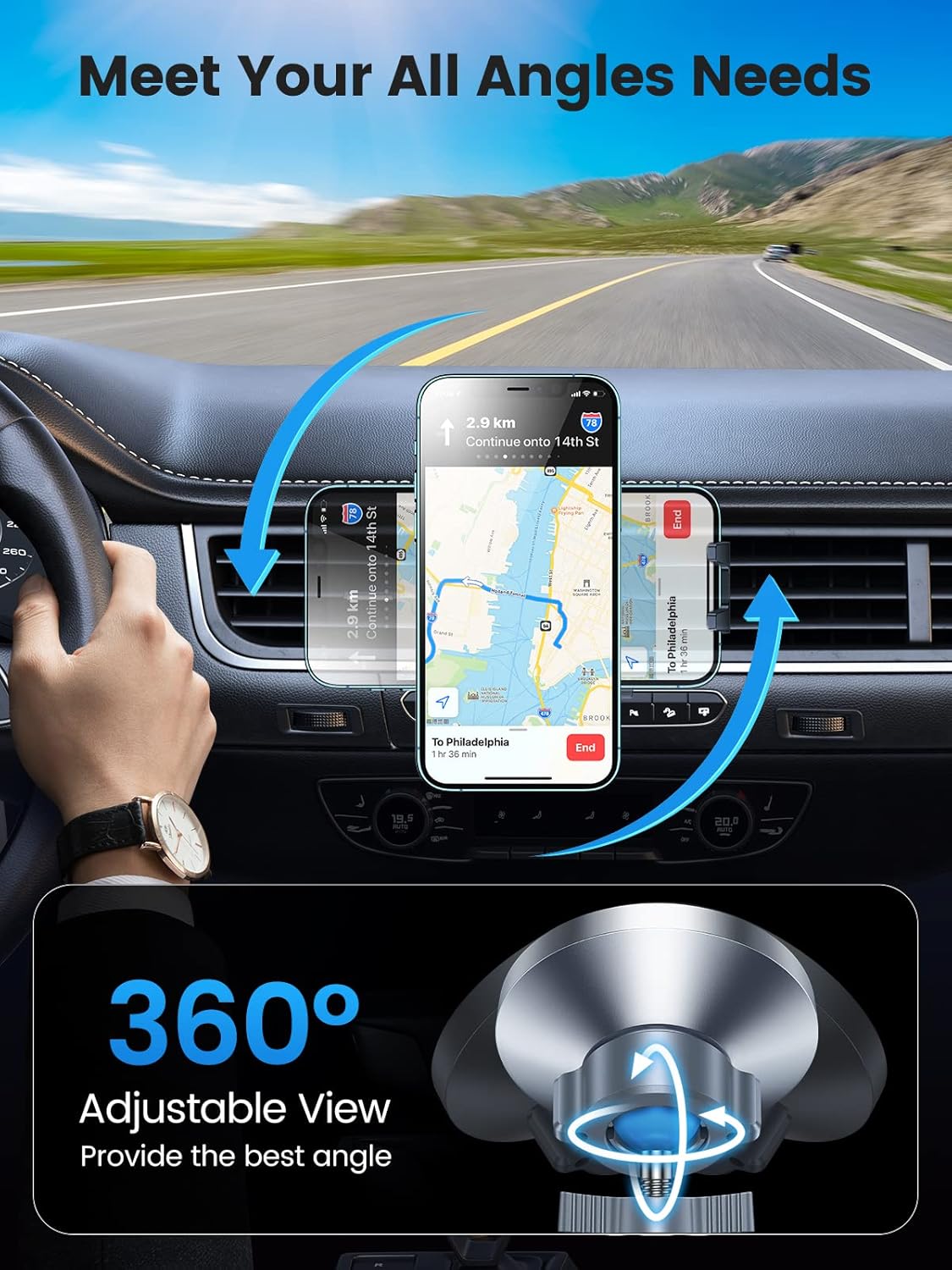 VICSEED for MagSafe Car Mount [Upgraded Strongest Magnet Power] Magnetic Phone Holder for Car Vent 360 Adjustable Magnetic Car Phone Holder Mount for iPhone 16 Pro Max 15 14 13 12 Plus Mini