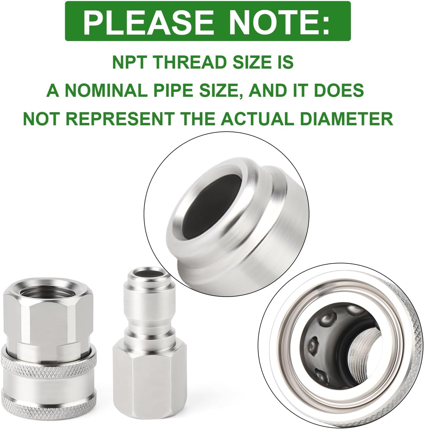 TAISHER 12PCS 304 Stainless Steel Pressure Washer Adapter Kit, Quick Connect Fittings，3/8" Female