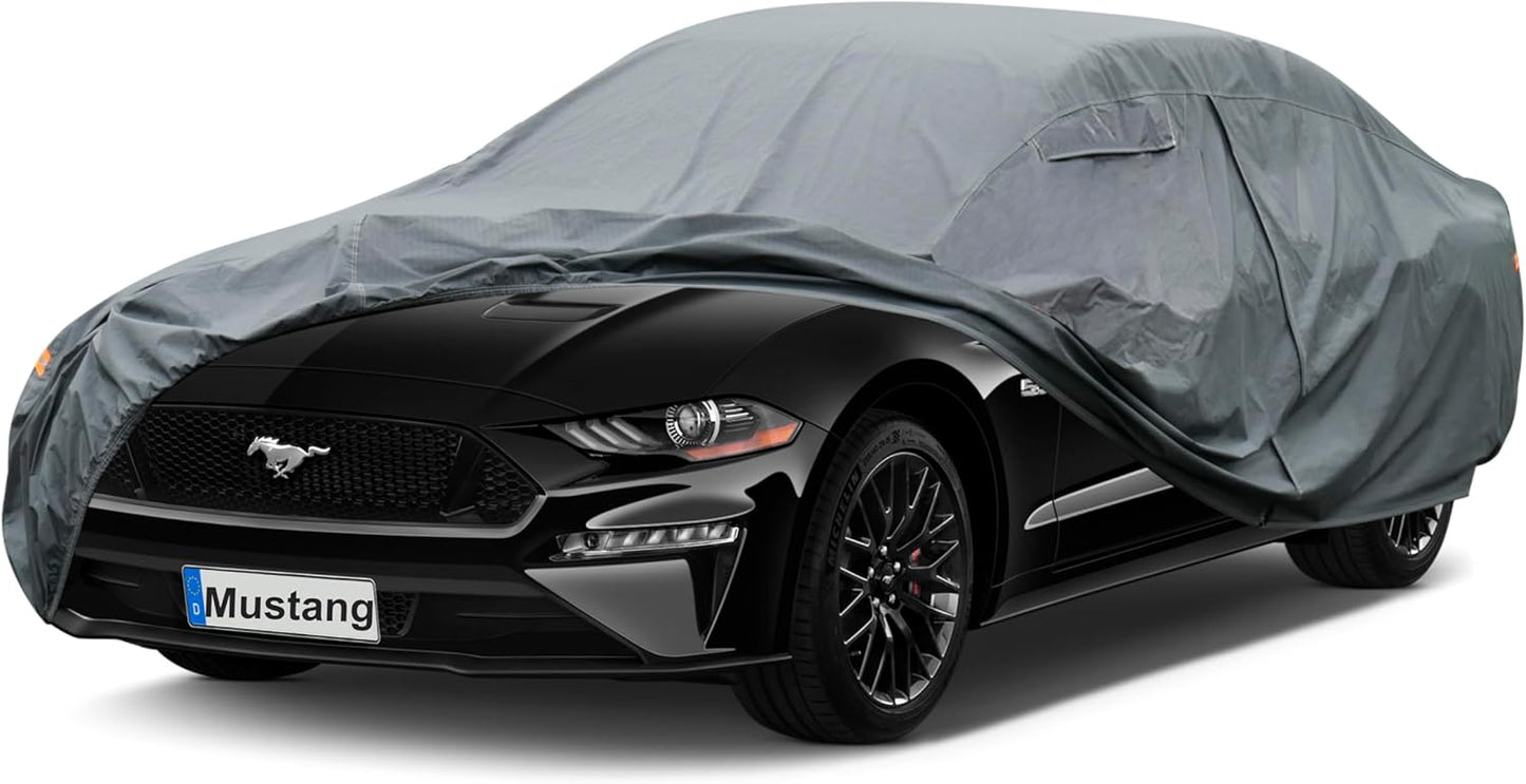 Premium Car Cover Custom Fit Ford Mustang, 16 Layers Heavy Duty Car Cover Waterproof All Weather with Zipper Door for Sun Rain Snow Dust Uv Protection