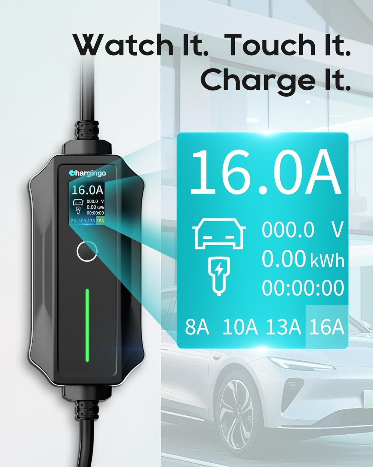 Tesla Charger Level 1-2 EV Charger,120V-240V,16A, NEMA 5-15 & 6-20 Plug,25FT