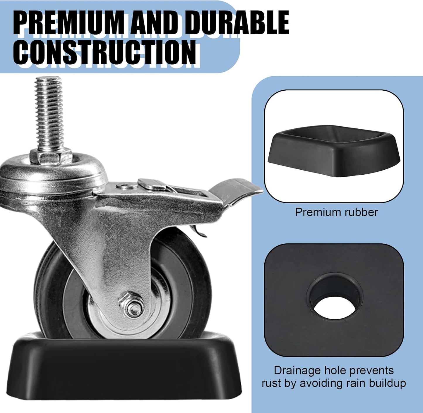 2 Pcs Jack Wheel Chock Rubber Caster Trailer Dock Heavy Duty 6 Inch Stabilizer Single Wheel Stopper Transport for Travel Trailer Cargo Camper Boat Roller Stopper