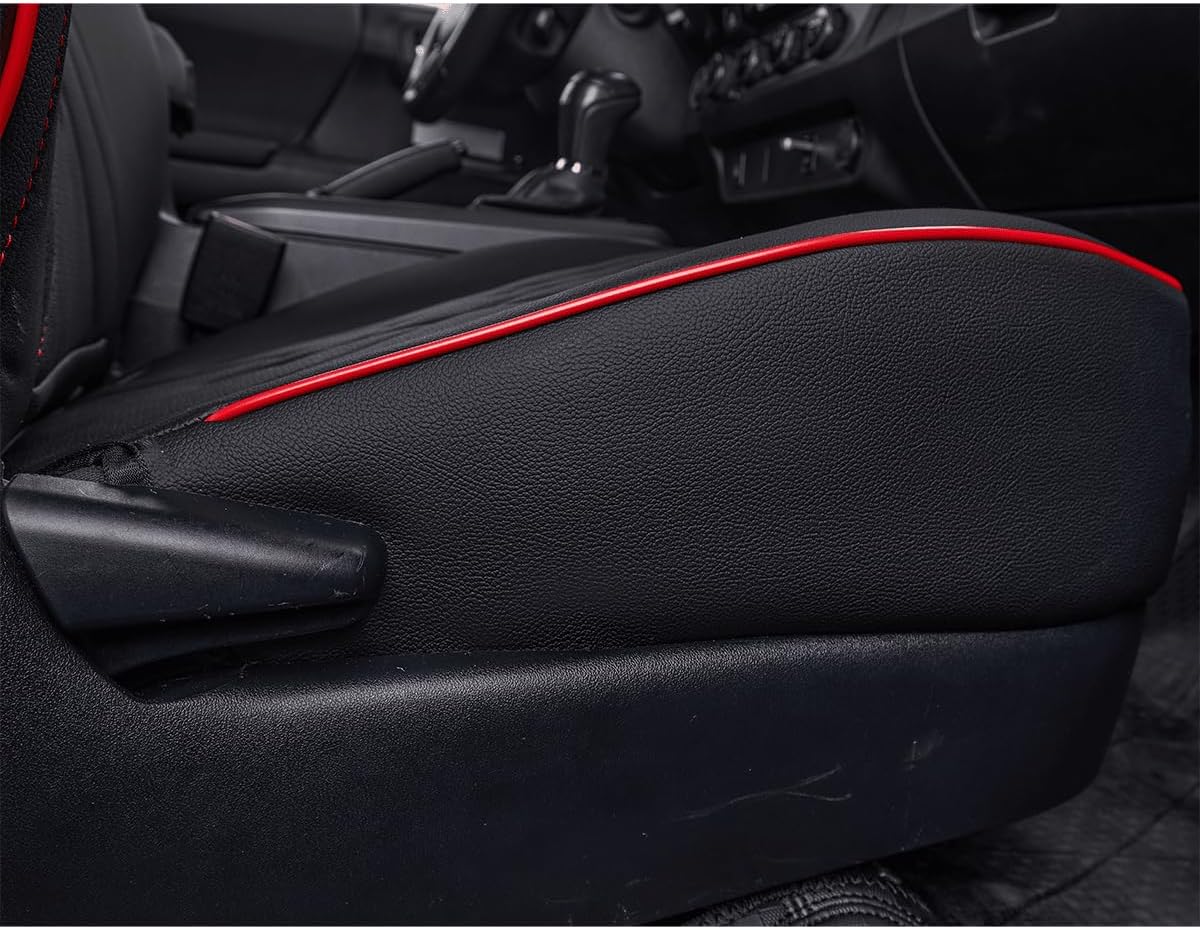 EKR Custom Fit Tacoma Car Seat Covers for Select Toyota Tacoma 2016 2017 2018 2019 2020 2021 2022 2023 Access Cab - Full Set,Leather(Black with Red Trim)