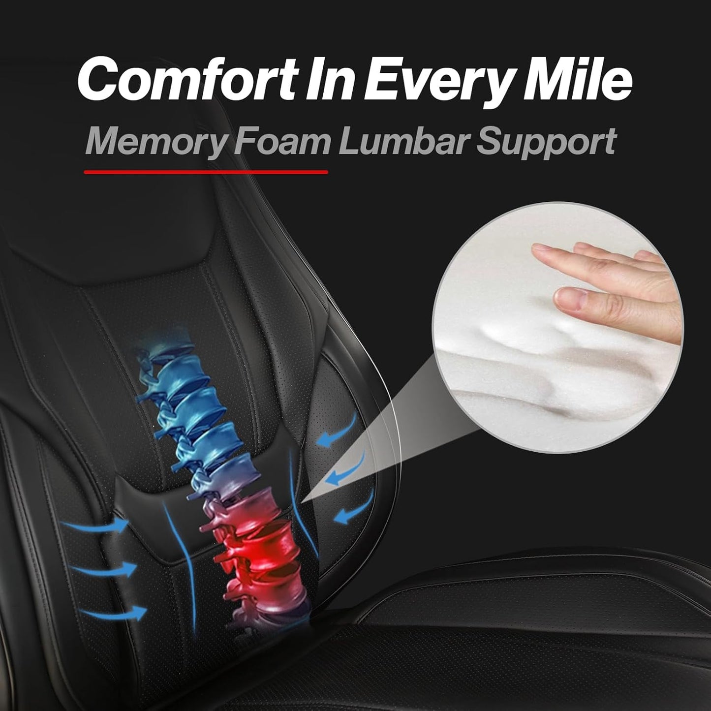 Coverland Custom Car Seat Covers Compatible with 2007-2013 Tundra CrewMax - Premium Leather Non-Slip Memory Foam Waterproof Cover Interior Protector Full Set-Black [See Size Chart-Size X135]