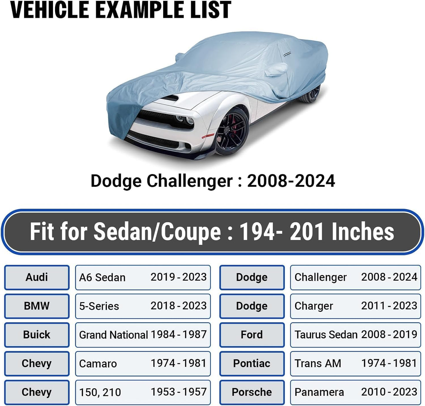 iCarCover 18-Layer Car Cover Waterproof All Weather, Premium Quality Car Covers for Automobiles, UV Protection, Charger, XJ-Series, XJ8, Lesabre, S-Class, Fits 194-201 Inches