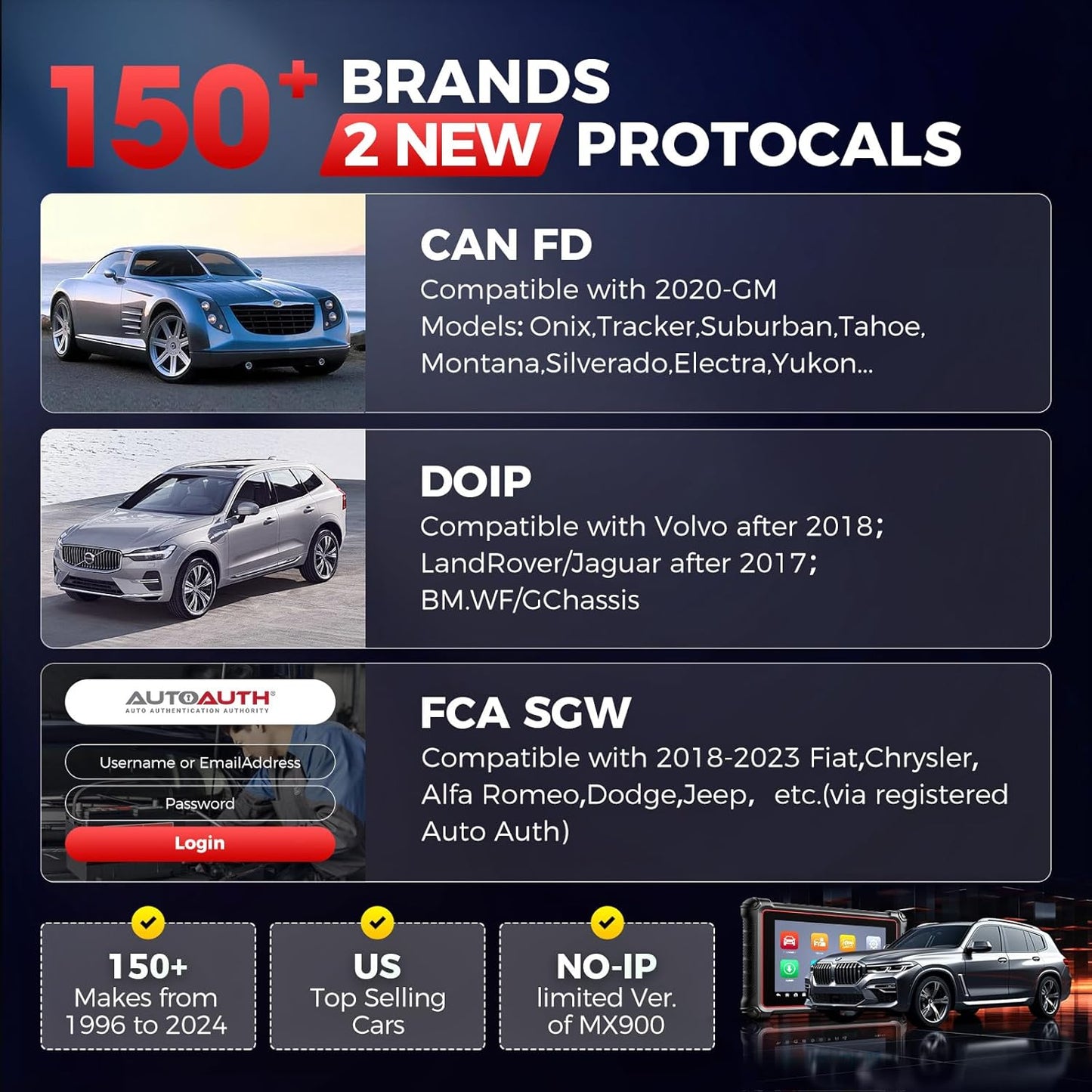 Autel Scanner MaxiCOM MK900: 2025 Same as MK900BT MK900-BT MX900 Bidirectional Diagnostic Tool, 8in Up of MK808S MK808BT Pro MX808S MK808Z, 3K+ Active Tests, 40+ Service, CAN-FD&DOIP, All System, FCA