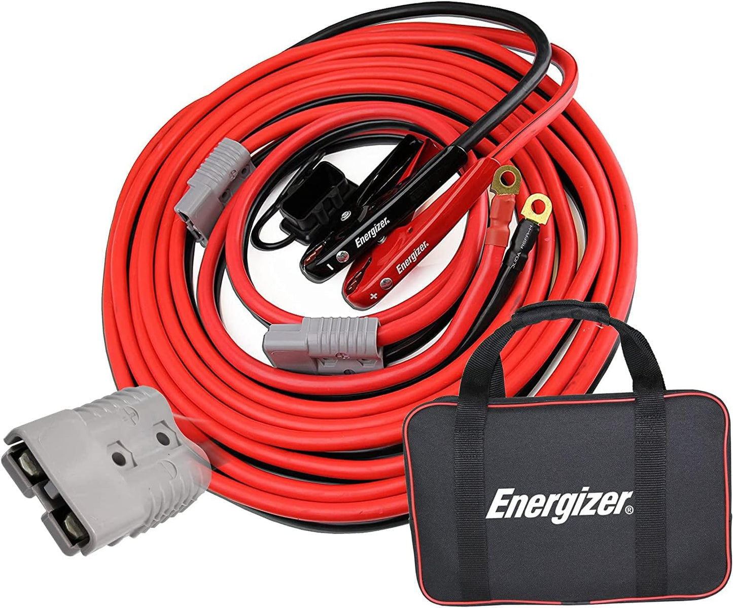 Energizer Jumper Cables, 30 feet, 1 Gauge, 800A, Booster Battery Cables with Permanent Installation kit and Quick Connect Plug for SUV & Trucks with up to 8-Liter Gasoline and 6-Liter Diesel Engines