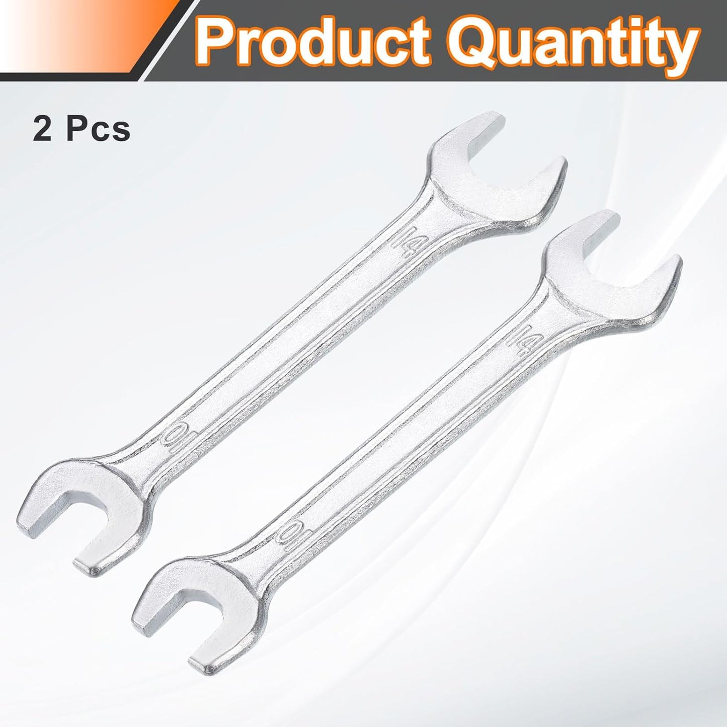 HARFINGTON 2pcs Double Open End Wrench 10mm x 14mm Metric 15 Degree Offset Angle Small Flat Head Wrench Galvanizing Open Ended Spanner for Automotive Repair Furniture Assembly