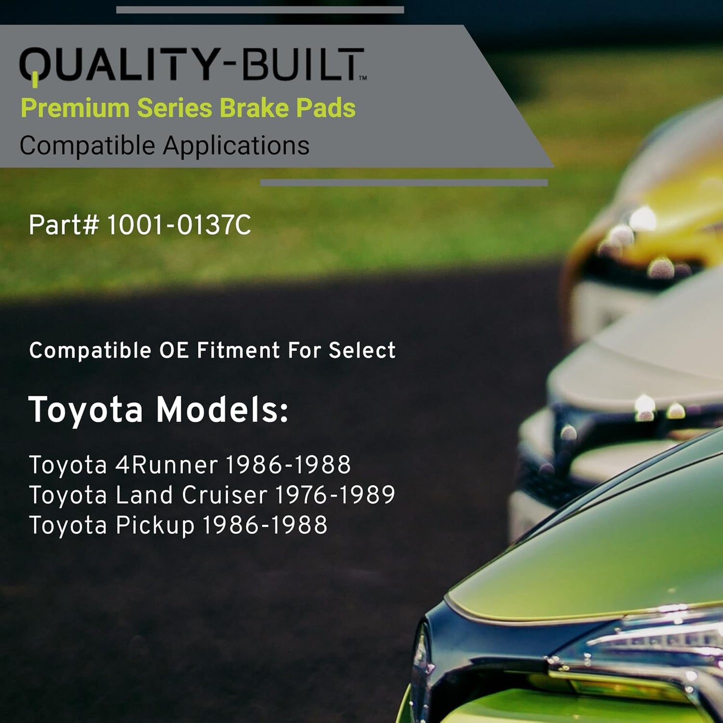 Premium Ceramic Front Brake Pads (1001-0137C) Compatible with Toyota 4Runner 1986-1988, Toyota Land Cruiser 1976-1989, Toyota Pickup 1986-1988