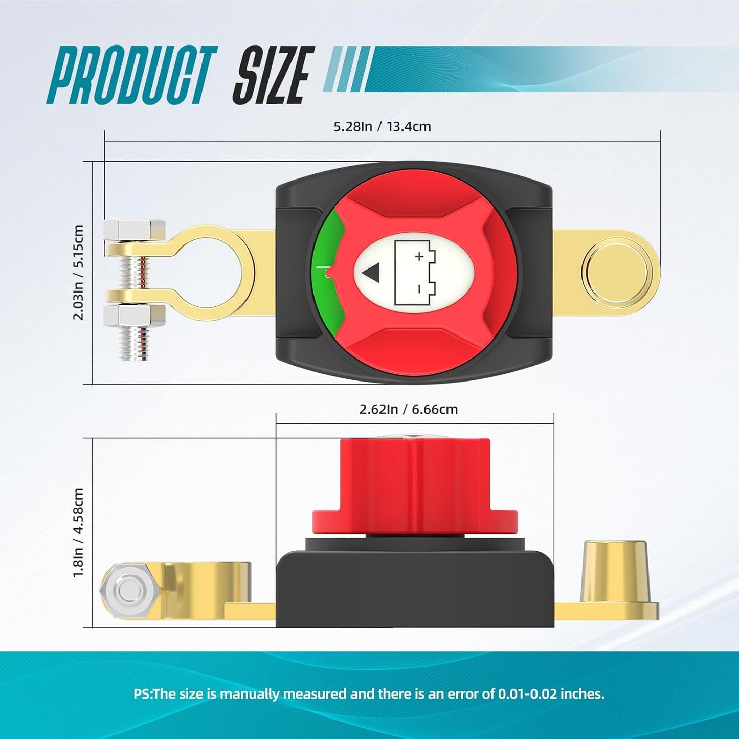 Top Post Battery Disconnect Switch, On/Off Battery Power Cut Off Switch 275A 12V-48V for Automotive, RV, Marine, Truck, Boat(2025 New)