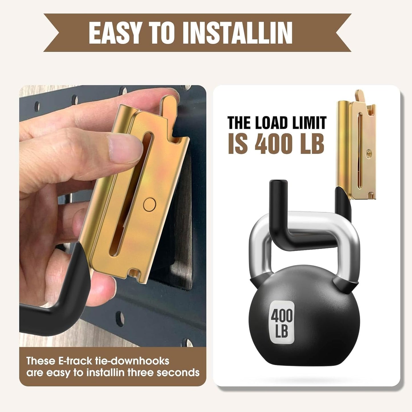 E Track Hook E Track Accessories ，E Track Accessories for Enclosed Trailer The dip molding Process is More Rust Resistant (8PCS E Track J Hooks)