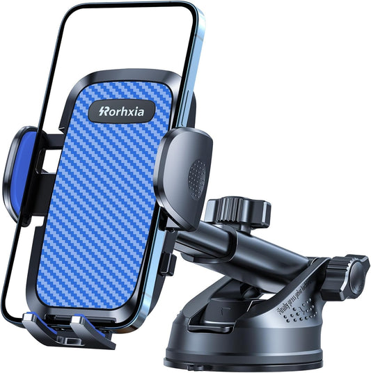 Blue 3-in-1 Phone Mount for Car [2025 Most Stable and Flexible Suction Cup] Vent Dashboard Windshield Cell Phone Holder Car Fit for iPhone, Samsung, All Phone