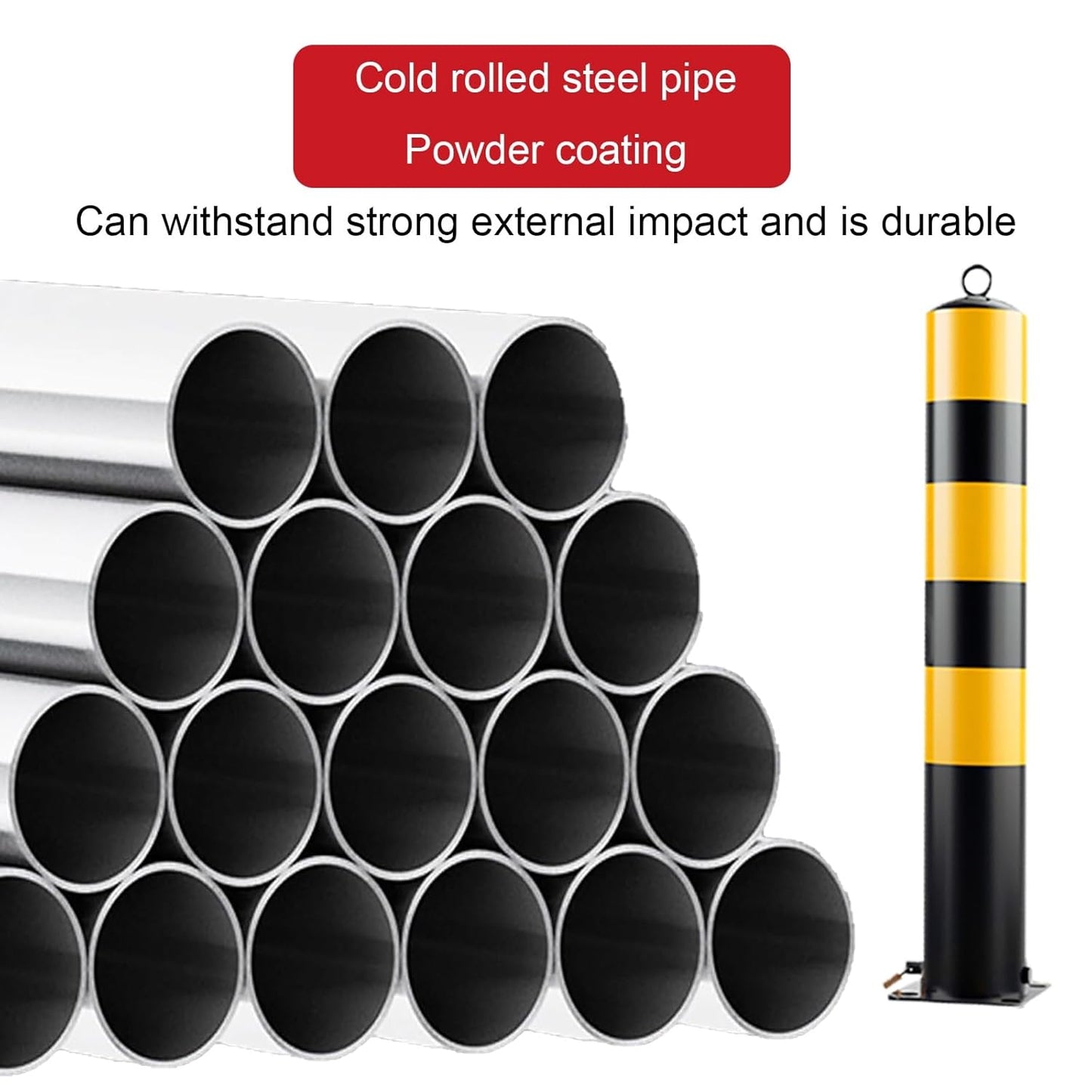 Steel Safety Bollard Post, with Lock Bollard Post Removable Security Posts, Parking Bollards, Parking Barriers Concrete, Powder Coat, for Parking Lot, Driveway and Sidewalk(Black (1pcs),75cm/29.5in)