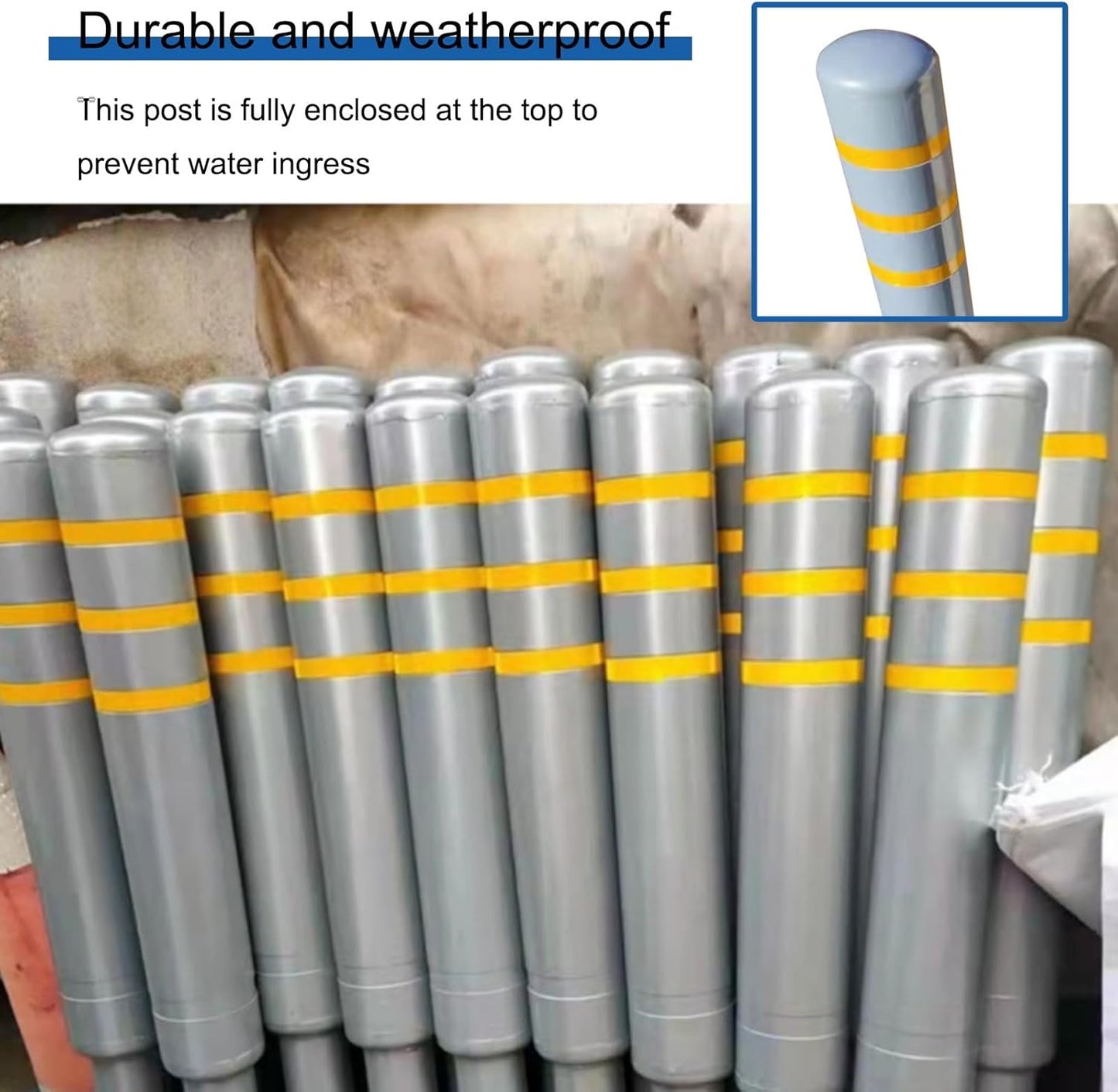 Metal Safety Bollard, Car Parking Protection Posts, Personal Garage Driveway Barrier, Crash Column Safety Warning Column, for Traffic Control(Gray (1PCS))