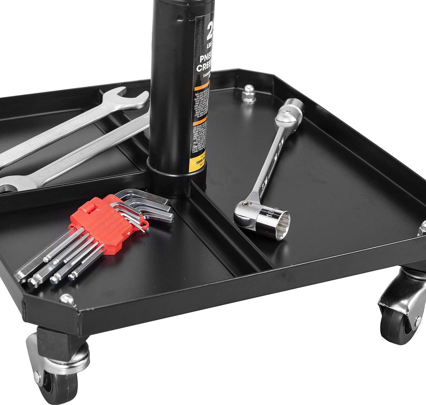 TCE ATR6350U Torin Rolling Pneumatic Creeper Garage/Shop Seat: Padded Adjustable Mechanic Stool with Tool Tray Storage, Blue