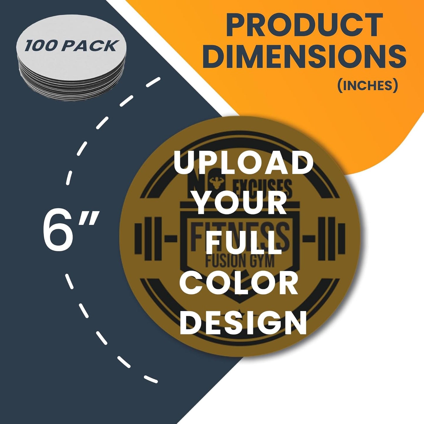 Magnet Me Up Customizable 30 Mil Round Magnet- 6”, 100 PK Weatherproof Car Magnet for Businesses, Sports Teams, Fundraiser, Personal Expression- Custom Text & Logo- Strong Magnetic Vinyl for Vehicles