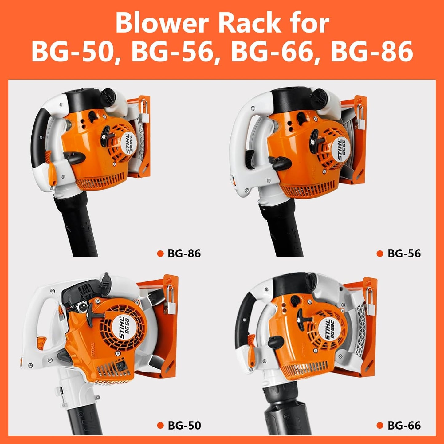 Blower Rack Compatible with Stihl BG-50, BG-56, BG-66, BG-86, Handheld Blower Holder Mount Rack, Lawn Care Accessories, Garage Storage, Weed Eater Hanger