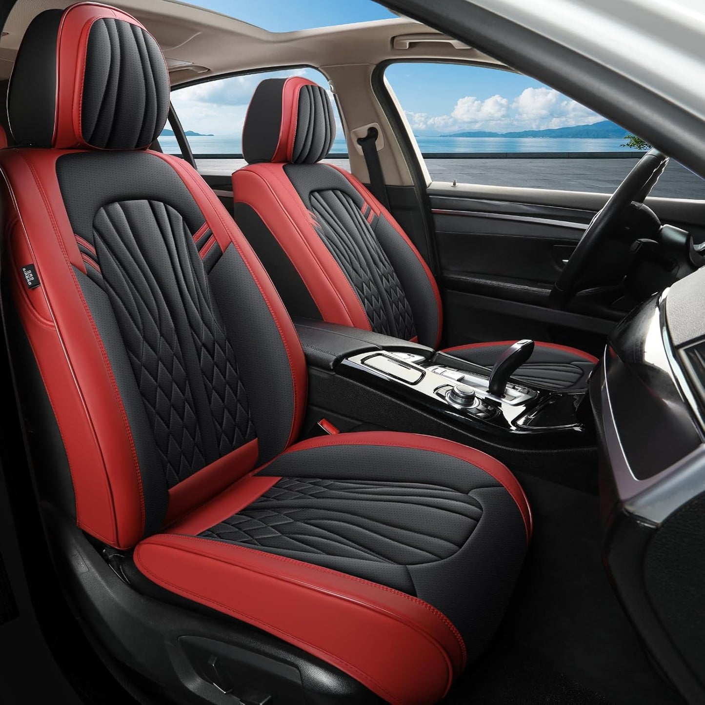 Car Seat Covers,Breathable and Waterproof Faux Leather Automotive Seat Covers for Cars SUV Pick-up Truck Sedan,Universal Anti-Slip Driver Seat Covers Wine Red