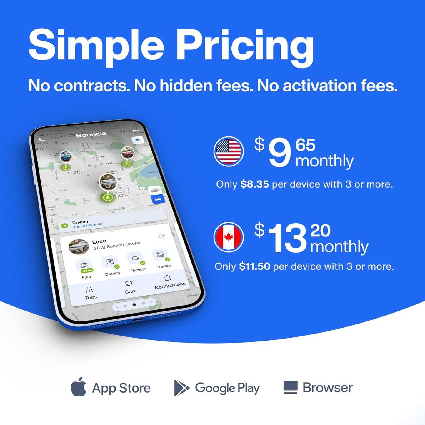 GPS Tracker for Vehicles with Real-Time Location, Route History, Speed Monitoring, Geo-Fence & Accident Notifications - for Fleets & Family - Cancel Anytime