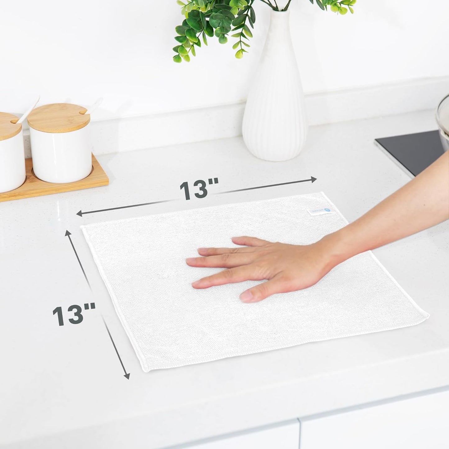 White Microfiber Cleaning Cloth 13"x13", Ultra Soft Absorbent Microfiber Cleaning Rags for Housekeeping Cleaning Supplies, Lint Free Reusable Cleaning Cloths for House Washable, Pack of 12