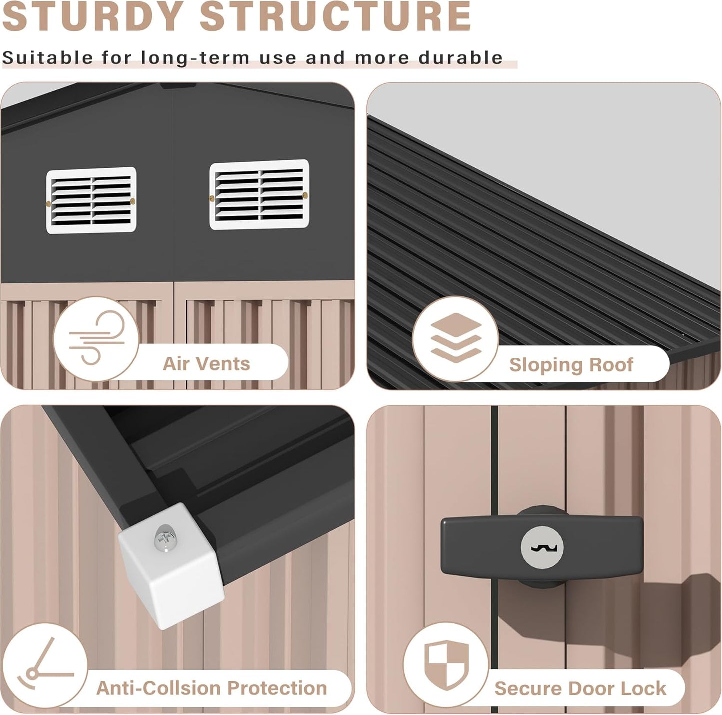 10x12 FT Metal Storage Sheds Outdoor, Metal ToolShed with Lockable Door, Metals Yard Sheds Metals Garden Shed Kit, MetalUtility Sheds Buildings with Air Vent for Backyard Garden Patio Lawn