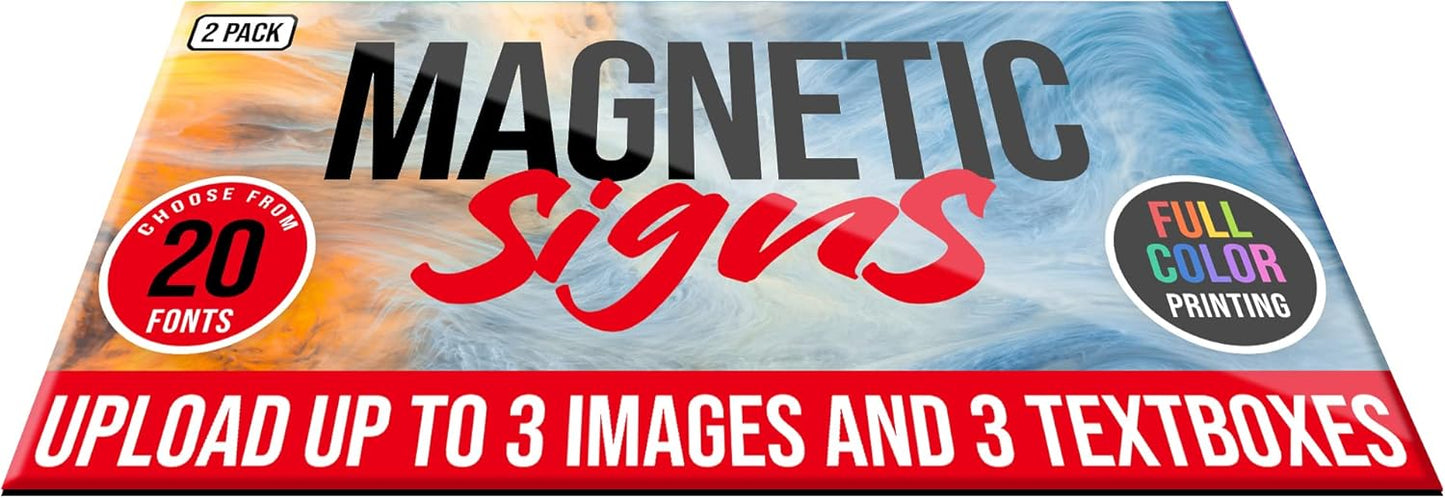 2 Pack, Personalized Magnetic Signs for Vehicles, Custom Car Magnets for Businesses, Customized Full Color Magnetic Truck Signs, 12x24 Car Magnet Signs (Design E)