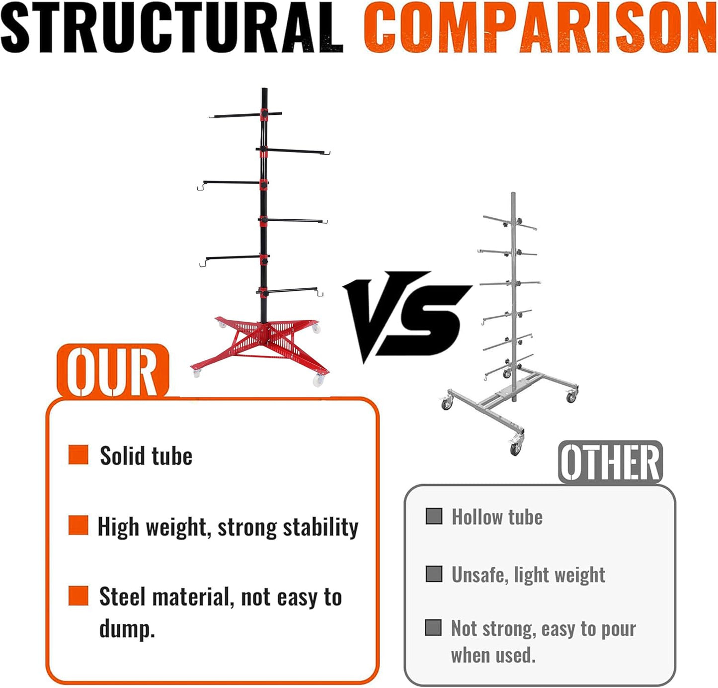 Kojem 72In Universal Auto Paint Rack Stand Tree Holder Adjustable Center Post Steel Powder Coated