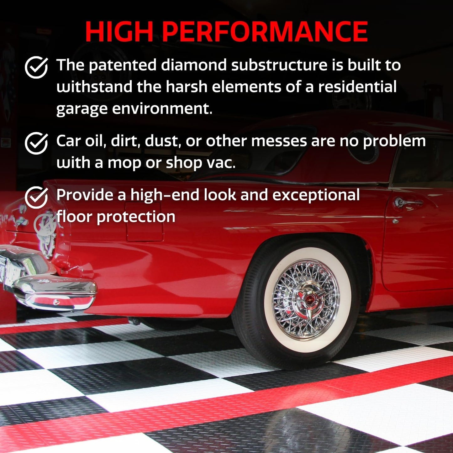 Big Floors RaceDeck Diamond Plate Design, Durable Interlocking Modular Garage Flooring Tile (Alloy, 12 Pack of 12 x 12" Tiles)