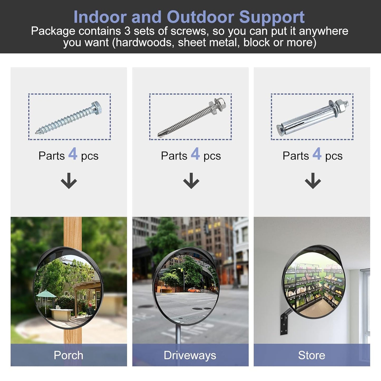 moveland Convex Security Mirror - 16 Inch Adjustable Wide View, Acrylic Shatterproof for Traffic, Parking, Driveway, Store, Garage, Warehouse, Blind Spot - Support Indoor and Outdoor