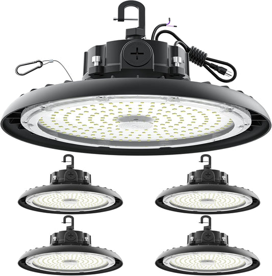 High Bay Lights LED UFO Light 240W LED Shop Lights 6000K IP65 Commercial Bay Lighting Fixture 43200 LM Super Bright, 5ft Cable Plug & Play for Warehouse Factory Garage Workshop Barn 4 Pack