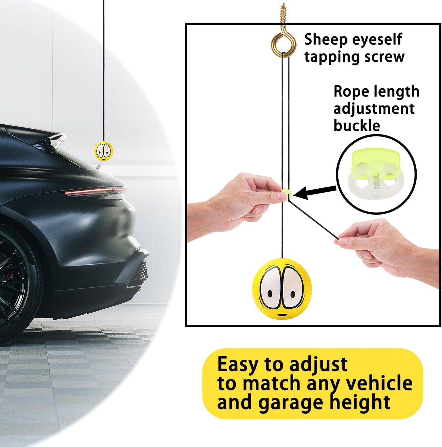 2 Pack Garage Parking Aid - Double Car Parking Assist System with Telescopic Adjustable Length