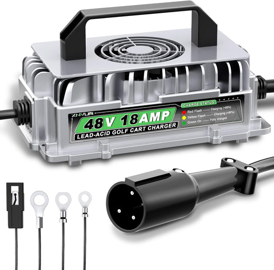 48 Volt 18 AMP Golf Cart Battery Charger for Club Car 3-Pin Round Plug for 48V Lead Acid Battery