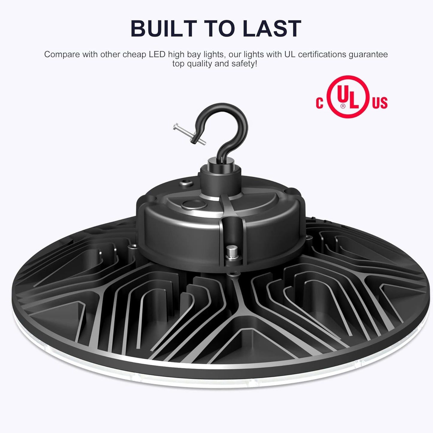 150W UFO-LED-High-Bay-Light,UL & DLC Listed 5000K Daylight 21000LM,0-10V Dimmable LED High Bay Lights,IP65 Waterproof Commercial Bay Lighting Fixture AC100-277V for Warehouse(3 Pack)