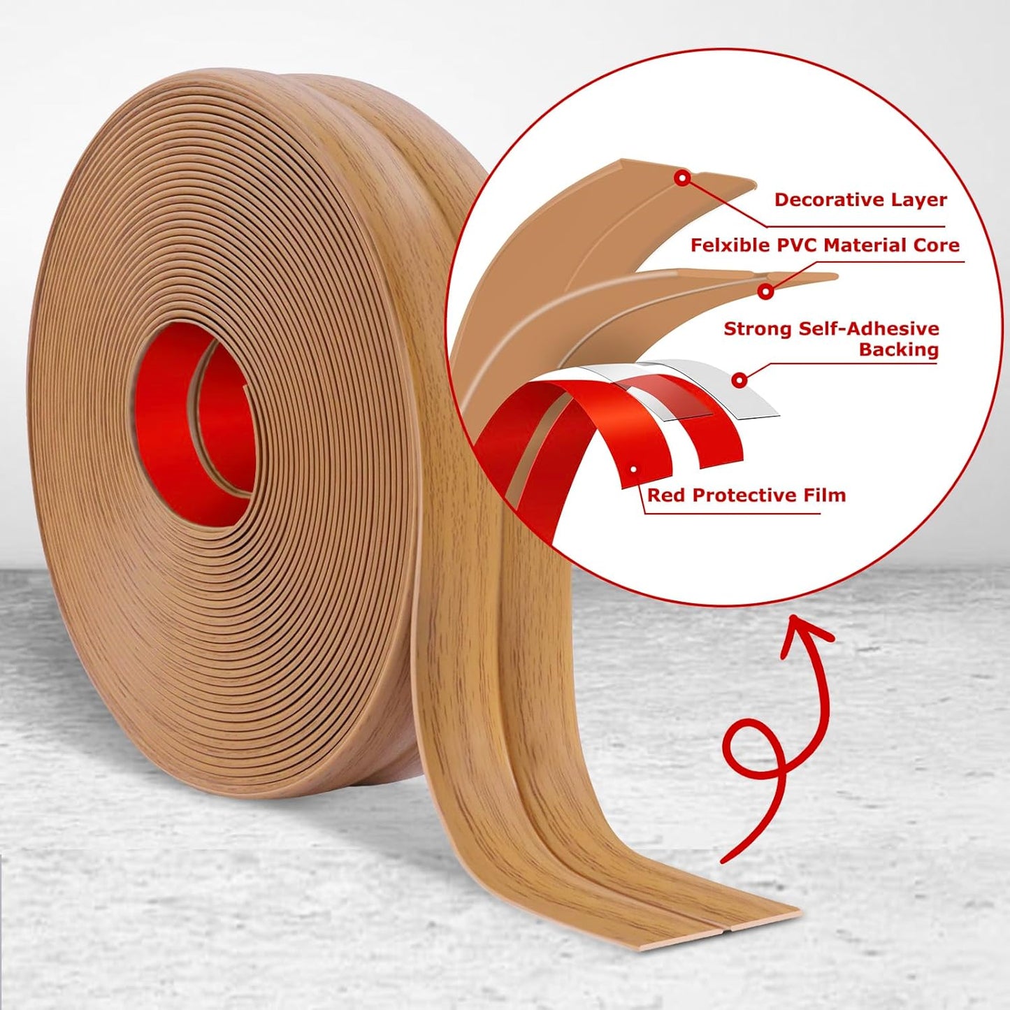 Flexible Wall Corner Protector Moulding Trim Peel and Stick Wall Corner Guards Edge Protector Self Adhesive Molding Trim Strip for Edge Ceiling (Light Brown Wood Grain, 0.8 in x 20 Ft)