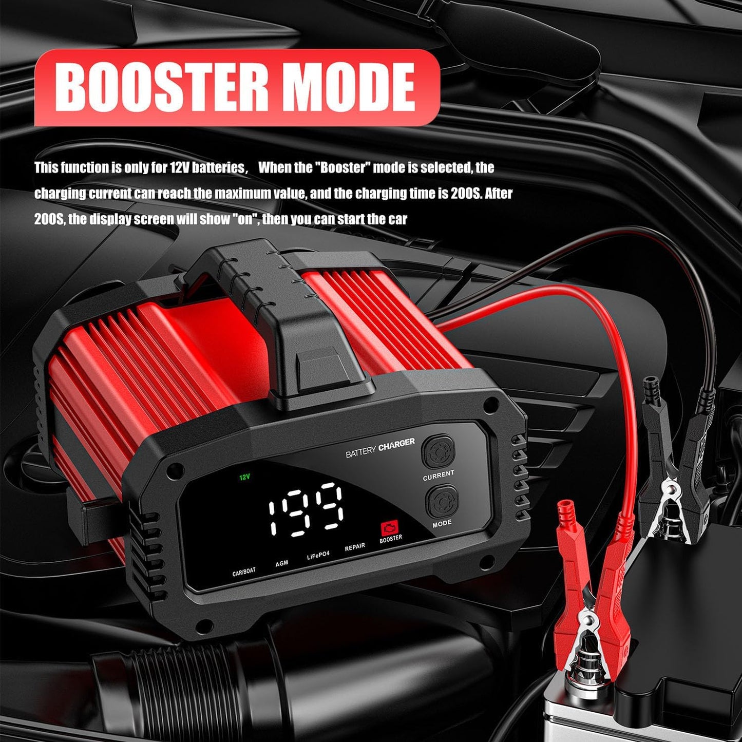 25A Battery Charger, 2/8/20/25 Amp 12V/24V LiFePO4 Lead Acid Fully Automatic Battery Maintainer with Engine Start, 8-Stage Car Battery Trickle Charger, Desulfator for AGM,STD,Gel,Deep Cycle Batteries