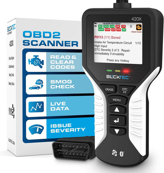 BLCKTEC 420X OBD2 Scanner Diagnostic Tool, Read and Clear Check Engine Light, Car Code Reader for All OBDII Cars 1996 and Newer, Comes with Bluetooth Topnotch App On iOS & Android