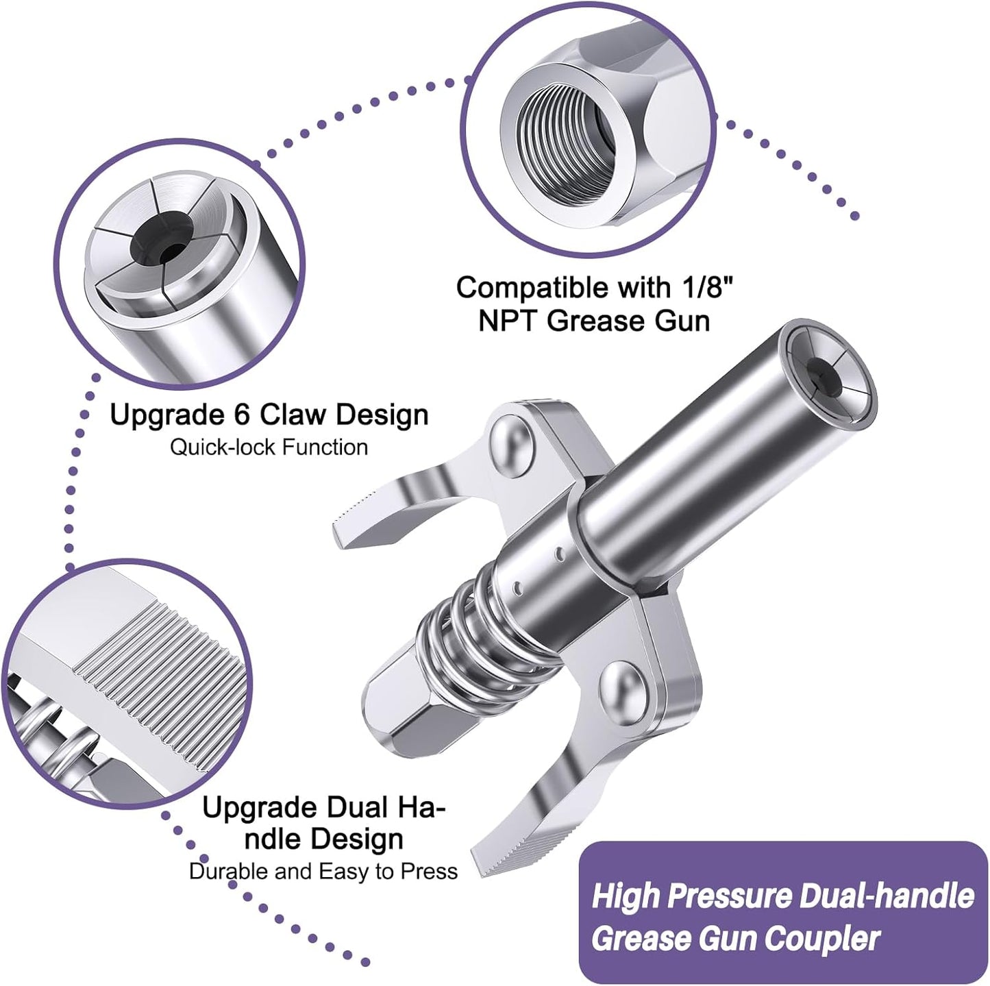 8000 PSI Heavy Duty Grease Gun Kit - 14oz with Flex Hose, Sharp Nozzle, Extension Pipe & Coupler, Yellow