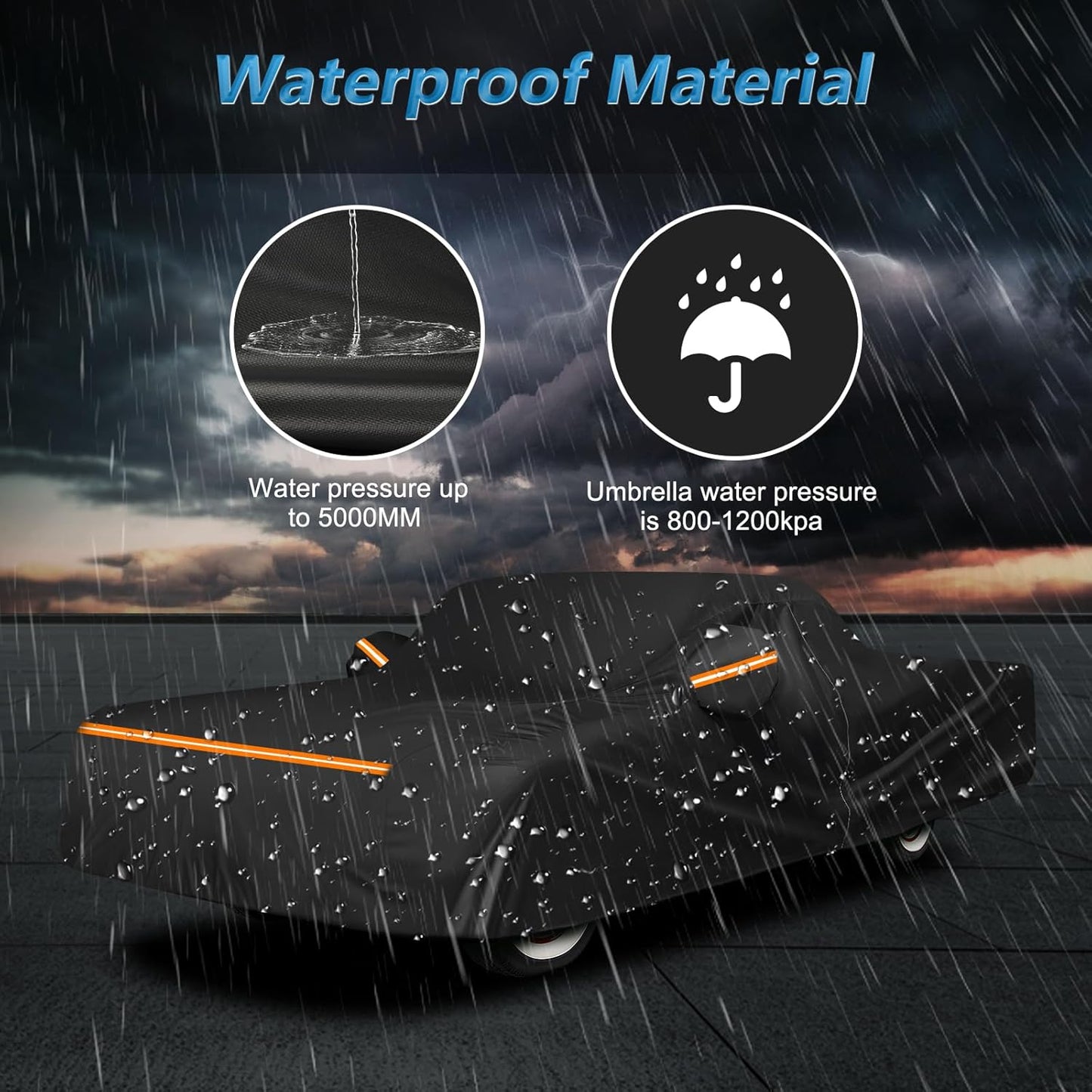 Car Cover for Ford Ranchero 1957-1959 1968-1979, Waterproof 210D Oxford Cloth and Cotton Cover Outdoor Full Car Covers with Zipper Windproof Heavy Duty All Weather Protectio