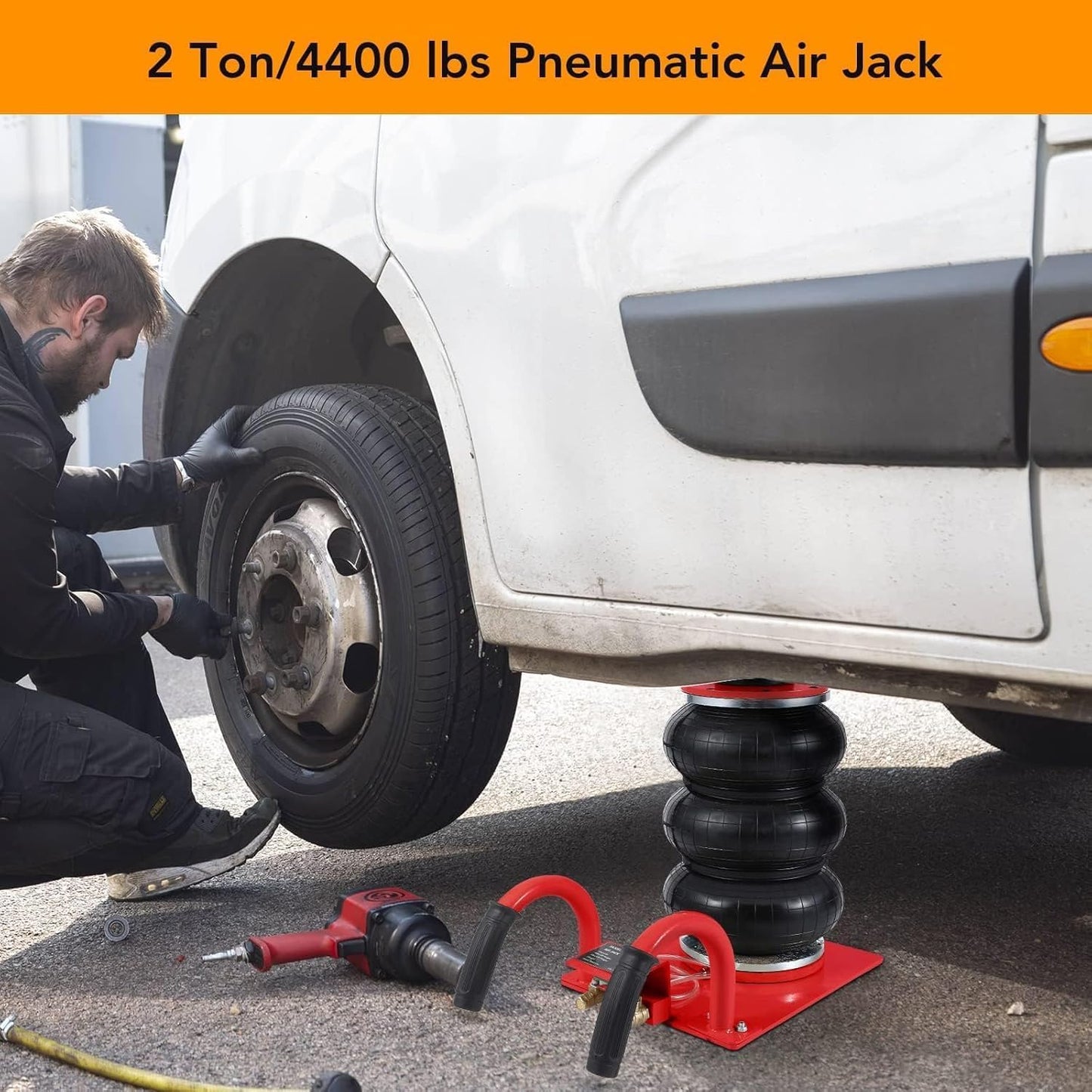 Air Jack,Heavy Duty 3 Ton/6600 lbs Air Bag Jack-3-Ply Pneumatic Lift up to 17.7 inch/450 mm for Cars/SUVs,Portable with Semi Round Handle