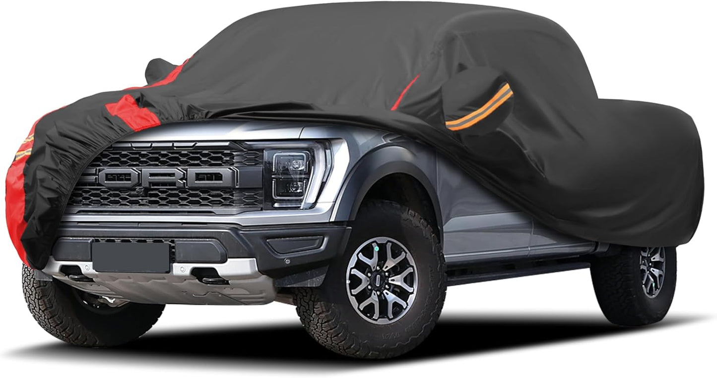 Car Cover Outdoor Automobiles Waterproof All Weater Truck Cover for Nissan Frontier, Ford F100 Ranger, Chevy C10 S10 etc, Regular Cab Short Box. Length: Up to 210 inches.