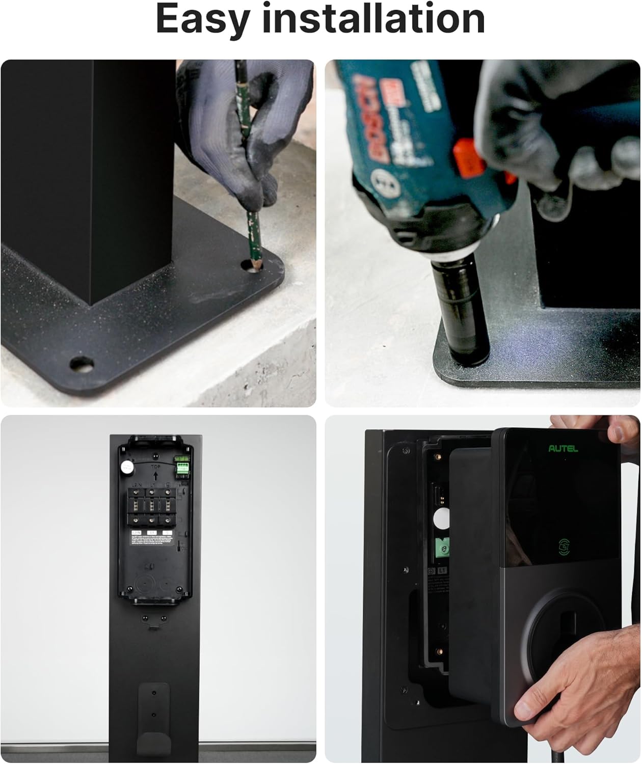 Autel Ev Charger Connector Pedestal, Freestanding Electric Car Charging Stations Stand Accessory, Corrosion Resistance, 430 Stainless Steel, Fits for All Level 2 Chargers(40A,50A,80A)